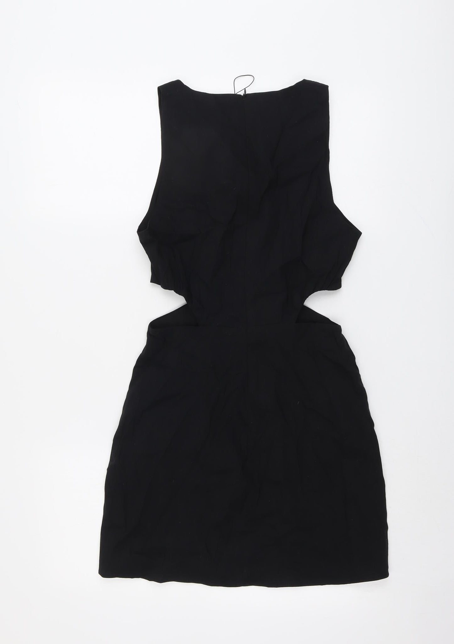Zara Womens Black Viscose Bodycon Size M Round Neck Zip
