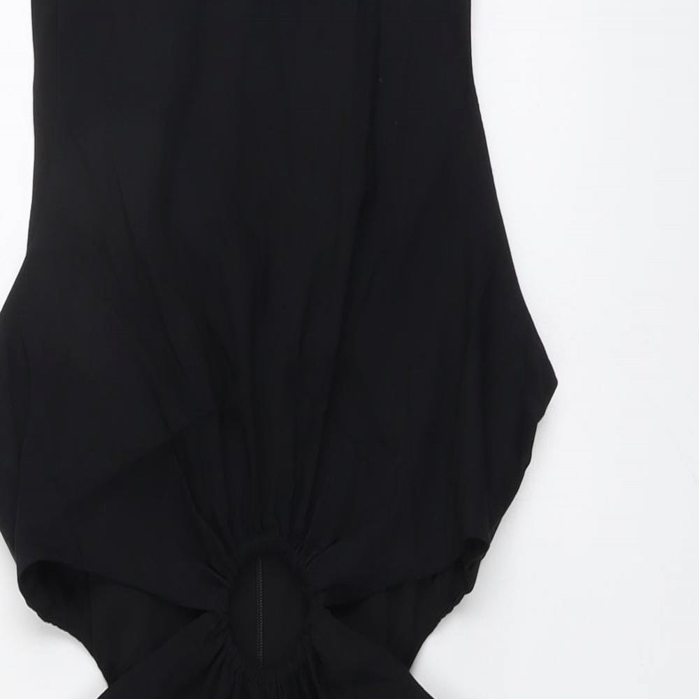 Zara Womens Black Viscose Bodycon Size M Round Neck Zip