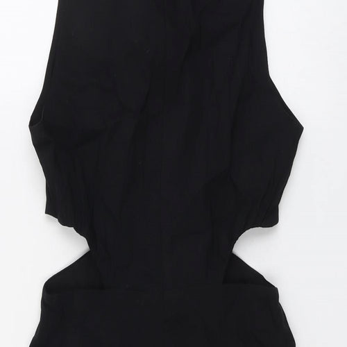 Zara Womens Black Viscose Bodycon Size M Round Neck Zip