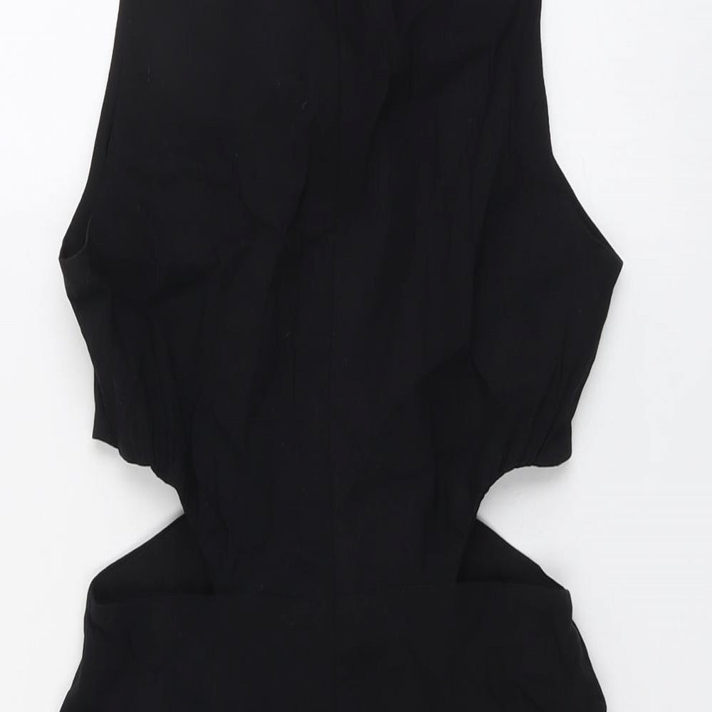 Zara Womens Black Viscose Bodycon Size M Round Neck Zip