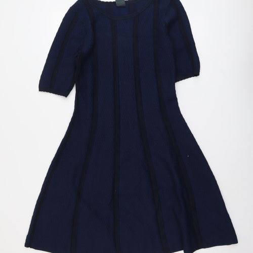 Gubby Style Womens Blue Viscose Fit & Flare Size M Round Neck Pullover