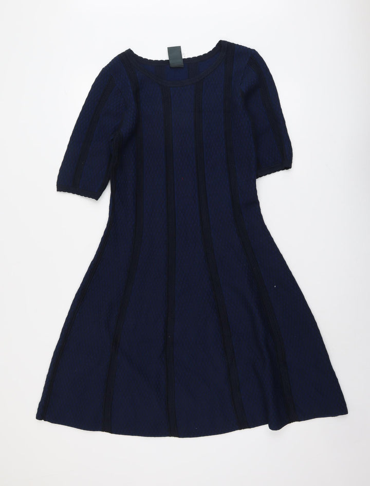 Gubby Style Womens Blue Viscose Fit & Flare Size M Round Neck Pullover