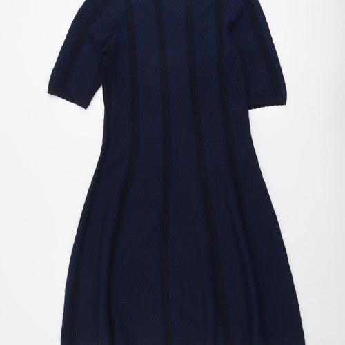 Gubby Style Womens Blue Viscose Fit & Flare Size M Round Neck Pullover