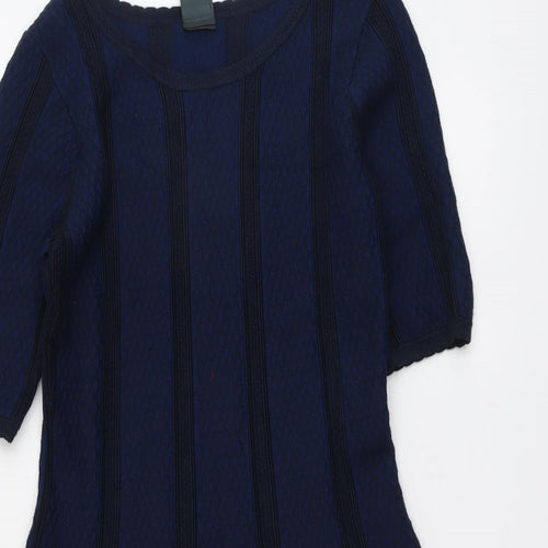 Gubby Style Womens Blue Viscose Fit & Flare Size M Round Neck Pullover