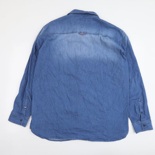 Tommy Hilfiger Mens Blue Cotton Button-Up Size 2XL Collared Button