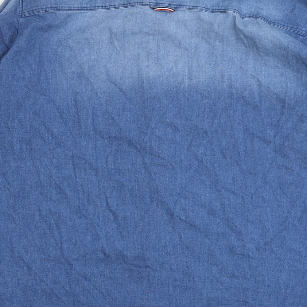 Tommy Hilfiger Mens Blue Cotton Button-Up Size 2XL Collared Button