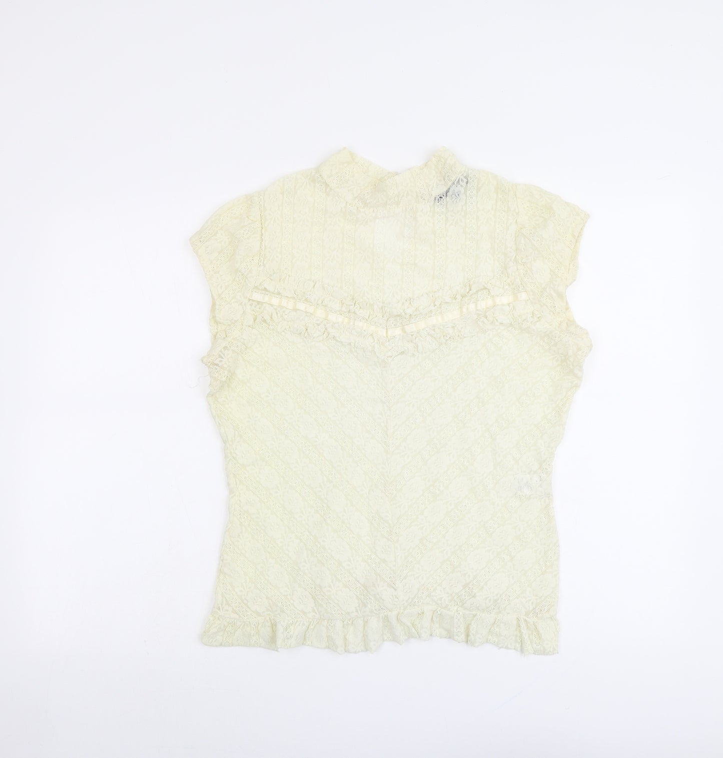 Warehouse Womens Ivory Polyamide Basic Blouse Size 16 Mock Neck