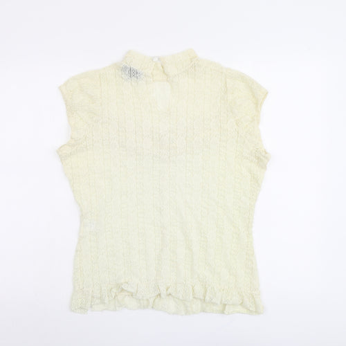 Warehouse Womens Ivory Polyamide Basic Blouse Size 16 Mock Neck