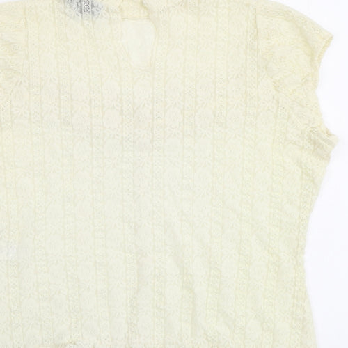 Warehouse Womens Ivory Polyamide Basic Blouse Size 16 Mock Neck