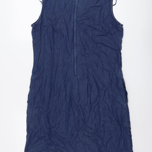 Roman Womens Blue Cotton A-Line Size 16 V-Neck Zip