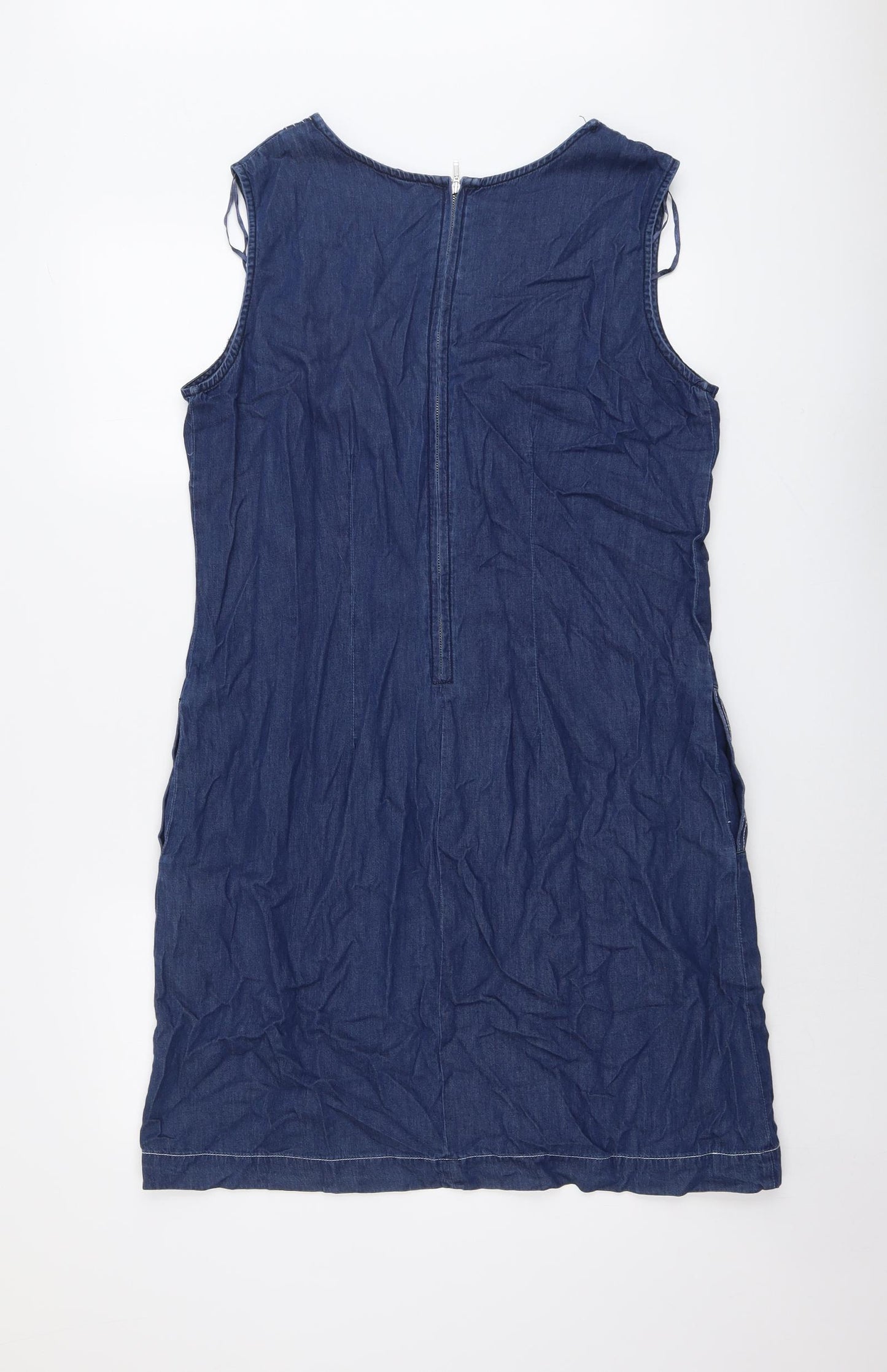 Roman Womens Blue Cotton A-Line Size 16 V-Neck Zip