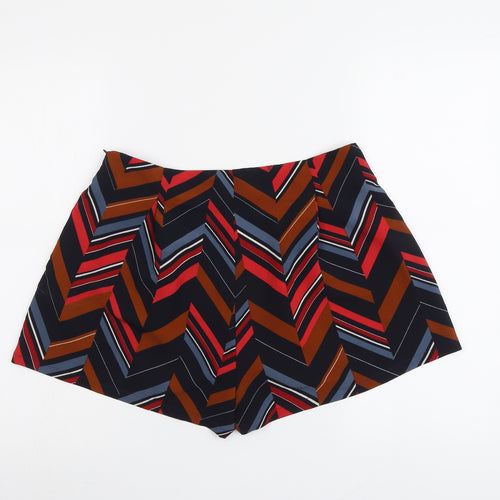 Missguided Womens Multicoloured Geometric Polyester Basic Shorts Size 12 L3 in Regular Zip