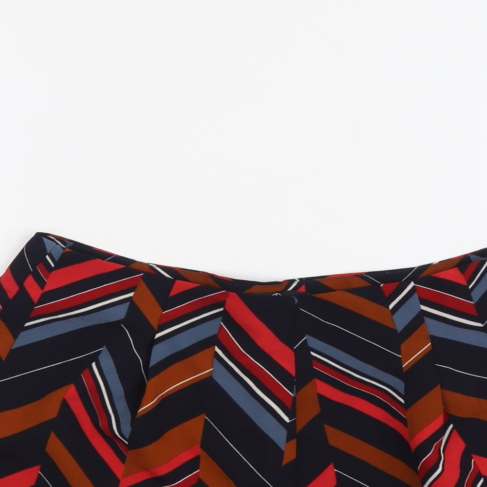 Missguided Womens Multicoloured Geometric Polyester Basic Shorts Size 12 L3 in Regular Zip