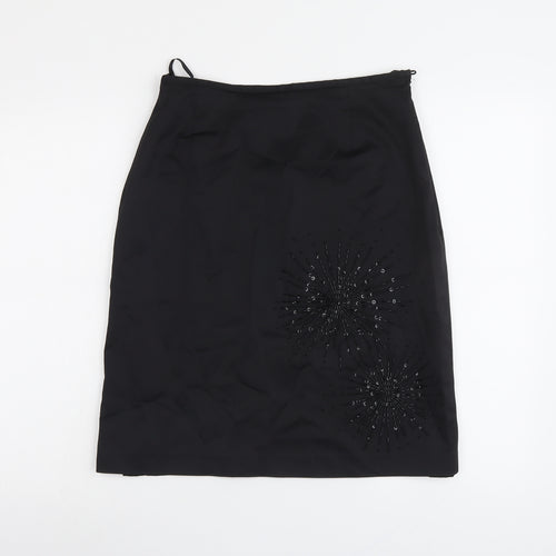 NEXT Womens Black Acetate A-Line Skirt Size 14 Zip