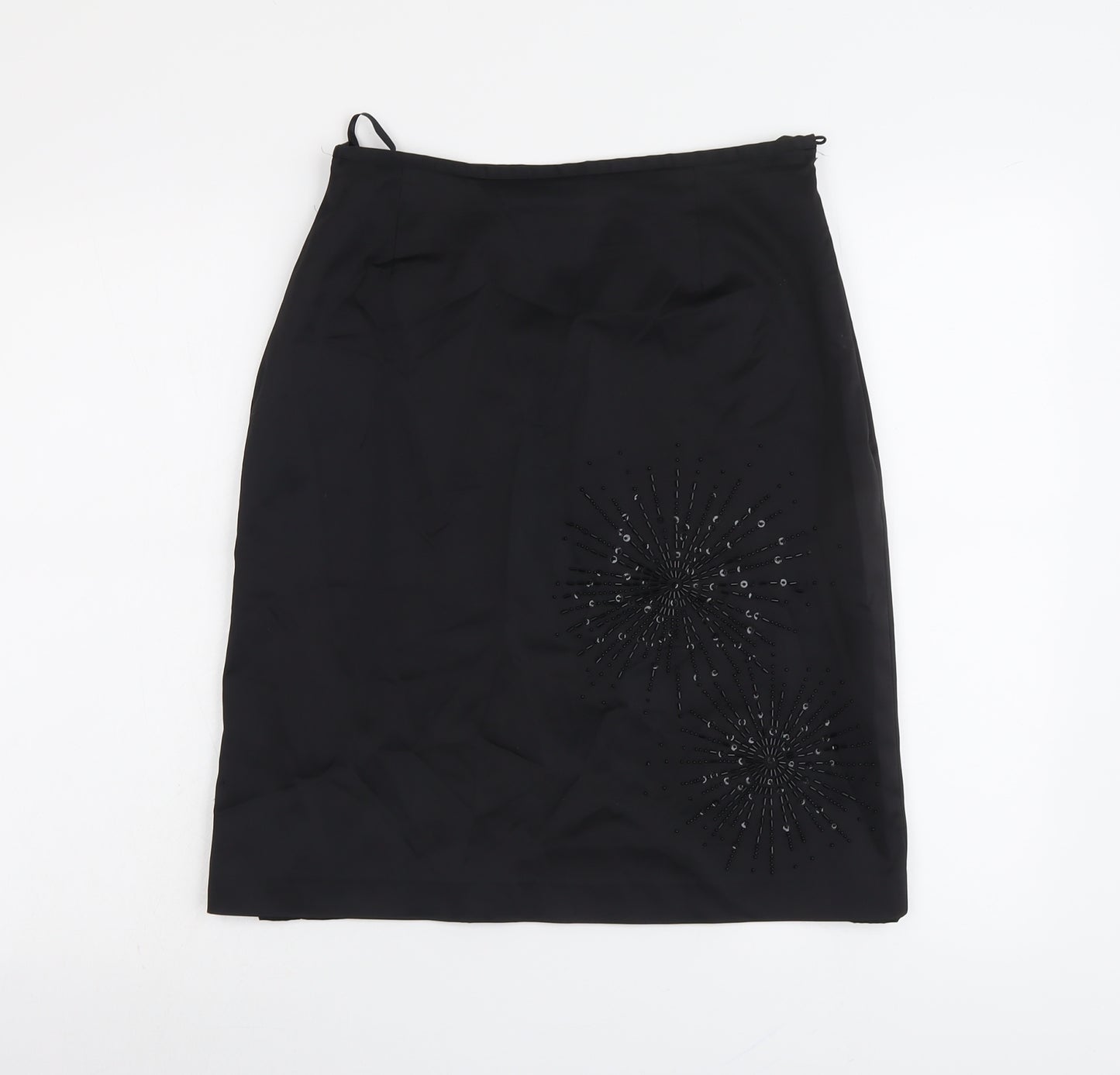 NEXT Womens Black Acetate A-Line Skirt Size 14 Zip