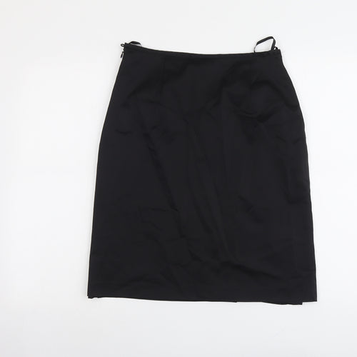NEXT Womens Black Acetate A-Line Skirt Size 14 Zip