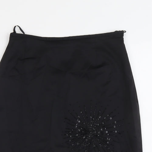 NEXT Womens Black Acetate A-Line Skirt Size 14 Zip