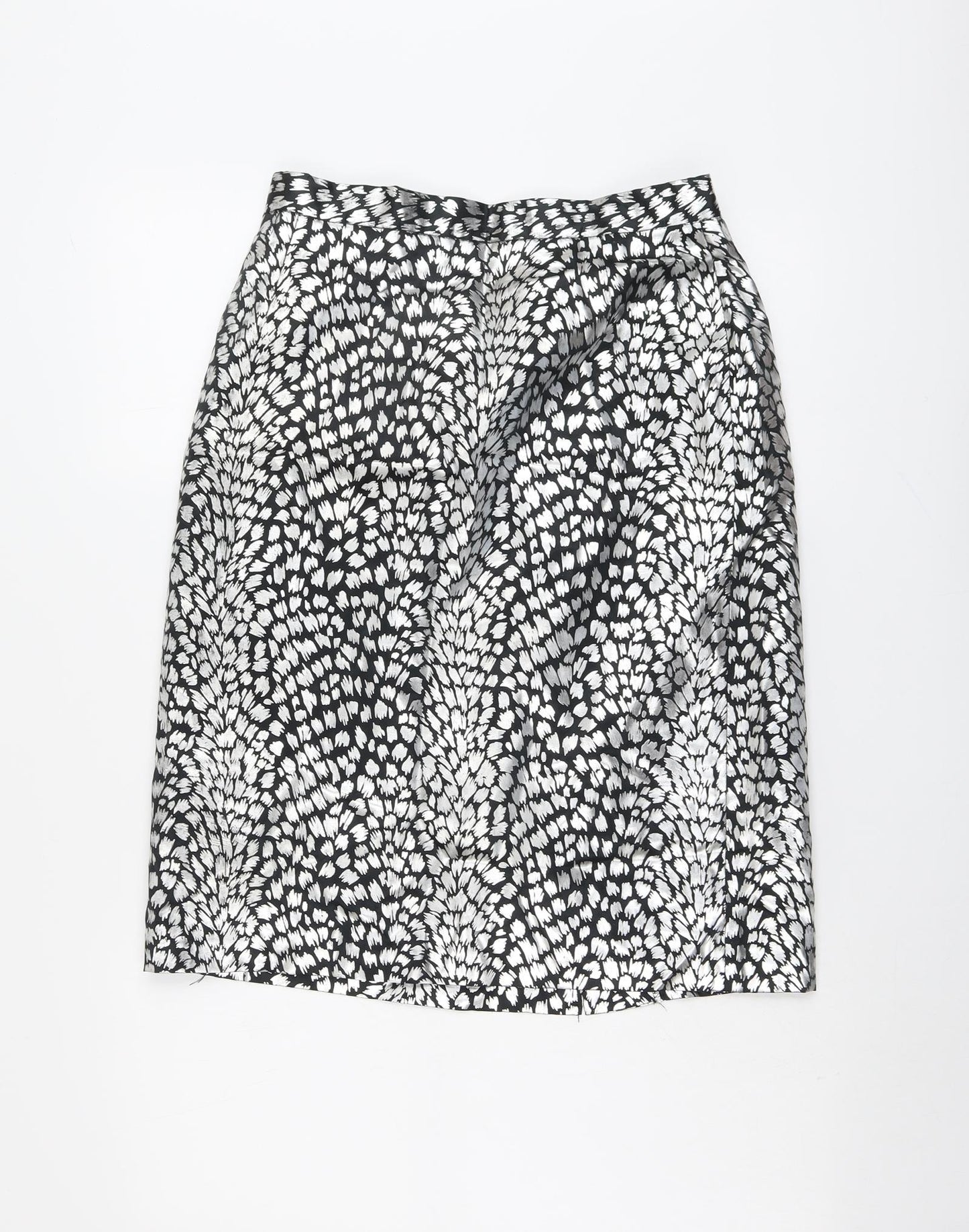 Canada Womens Silver Geometric Polyester A-Line Skirt Size 14 Zip