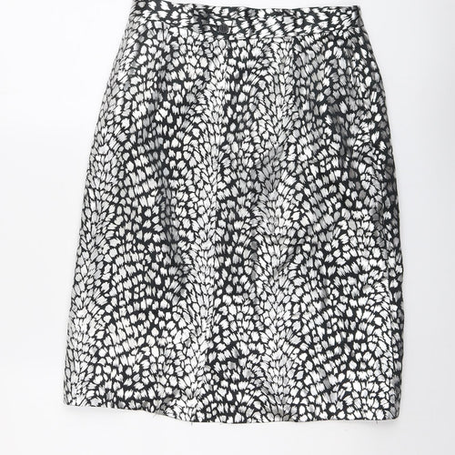 Canada Womens Silver Geometric Polyester A-Line Skirt Size 14 Zip