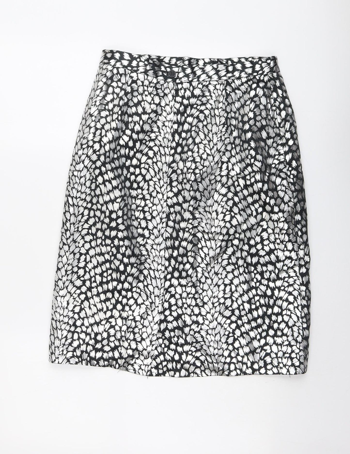 Canada Womens Silver Geometric Polyester A-Line Skirt Size 14 Zip