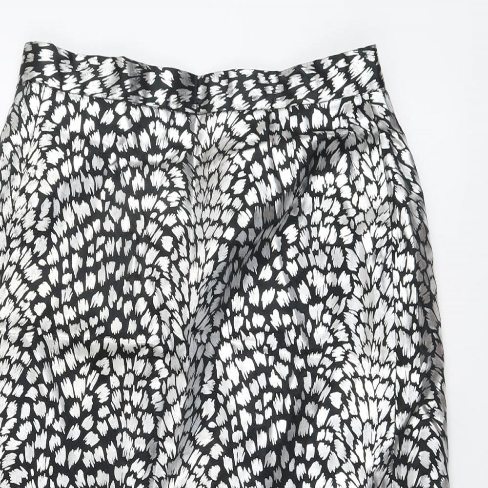 Canada Womens Silver Geometric Polyester A-Line Skirt Size 14 Zip