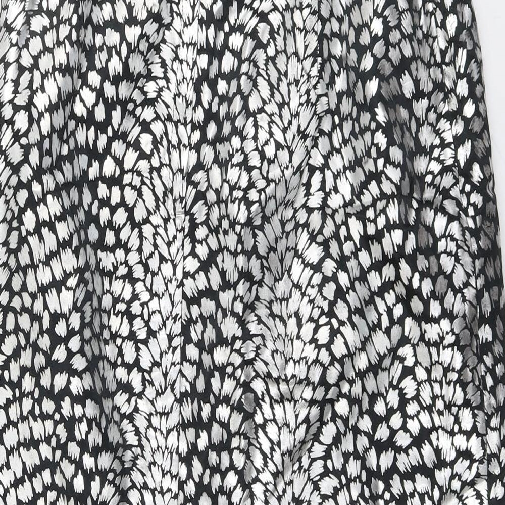 Canada Womens Silver Geometric Polyester A-Line Skirt Size 14 Zip