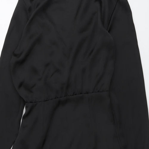Zara Womens Black Polyester A-Line Size XS Collared Zip