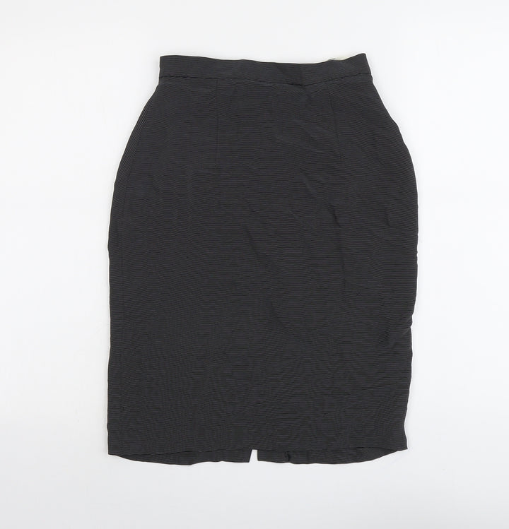 Kaliko Womens Black Striped Viscose A-Line Skirt Size 8 Zip