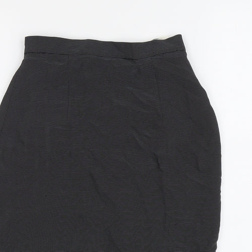 Kaliko Womens Black Striped Viscose A-Line Skirt Size 8 Zip