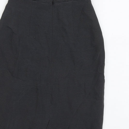 Kaliko Womens Black Striped Viscose A-Line Skirt Size 8 Zip