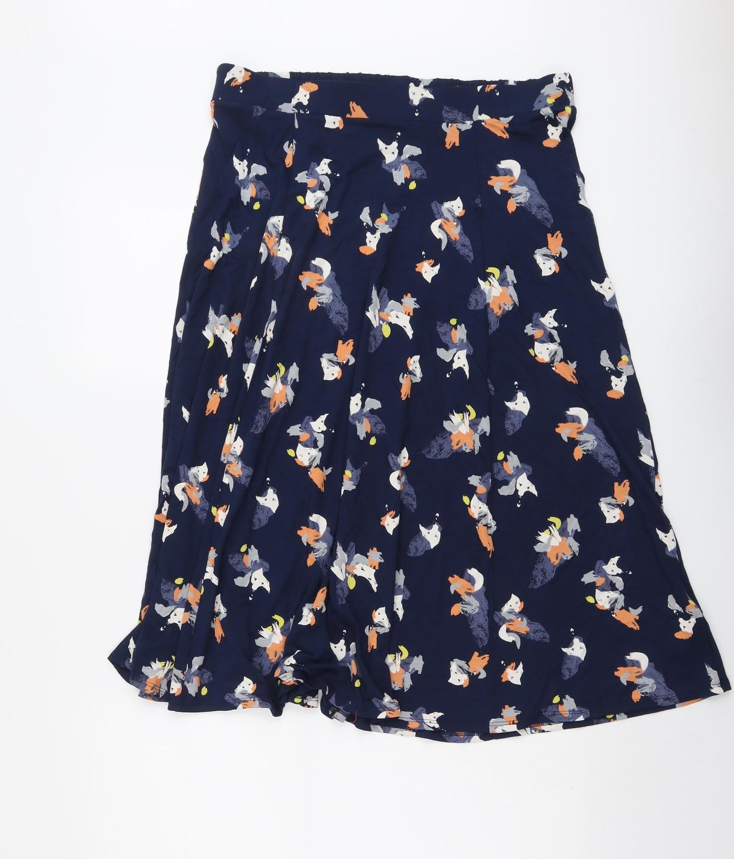 Marks and Spencer Womens Blue Geometric Viscose Swing Skirt Size 14