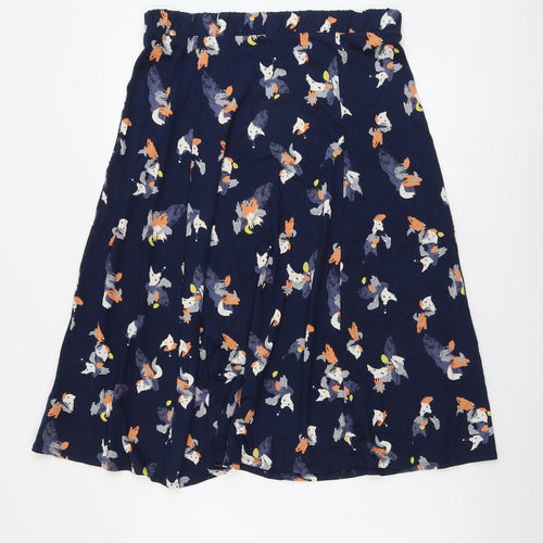 Marks and Spencer Womens Blue Geometric Viscose Swing Skirt Size 14