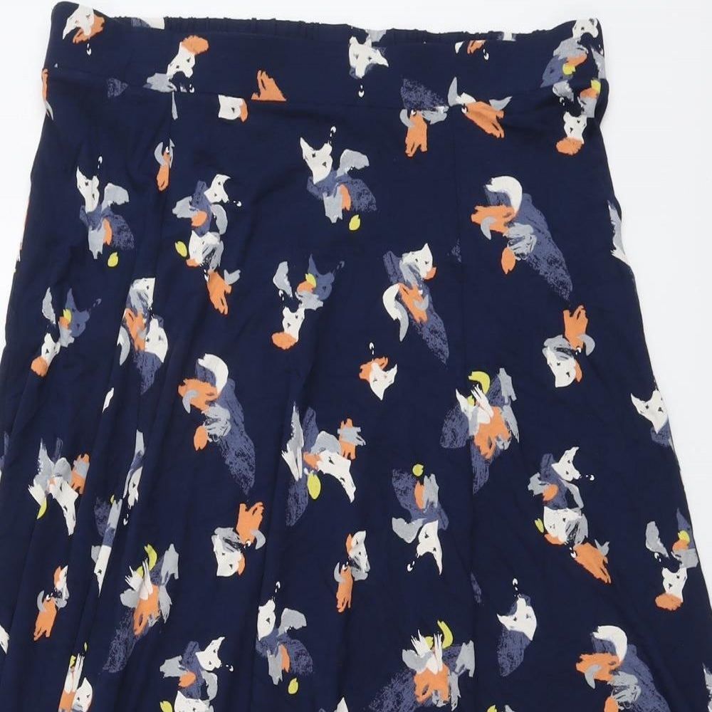 Marks and Spencer Womens Blue Geometric Viscose Swing Skirt Size 14