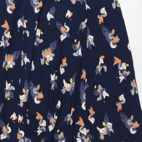 Marks and Spencer Womens Blue Geometric Viscose Swing Skirt Size 14