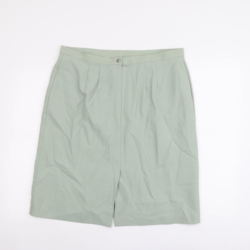 Marks and Spencer Womens Green Wool A-Line Skirt Size 20 Zip