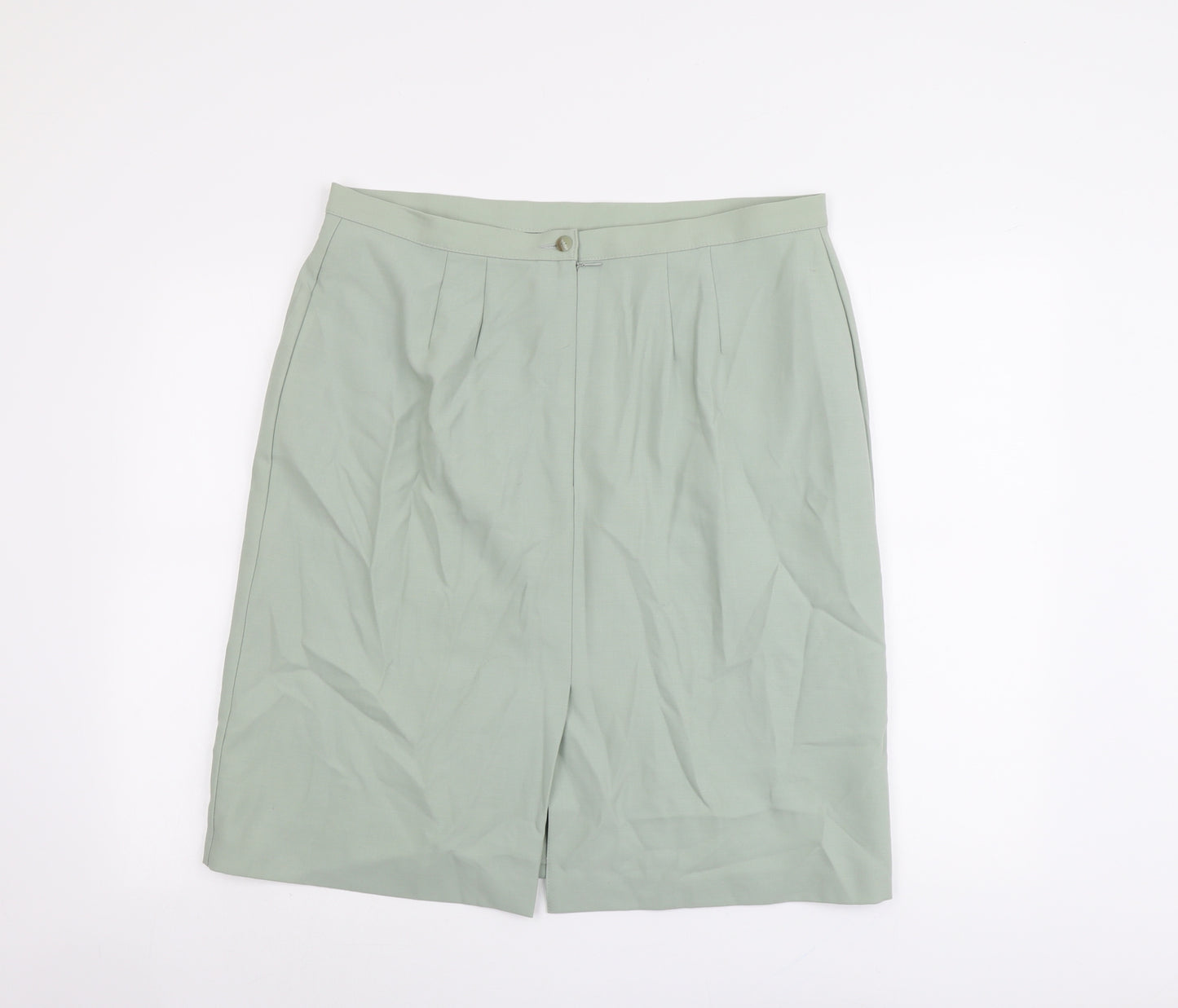 Marks and Spencer Womens Green Wool A-Line Skirt Size 20 Zip