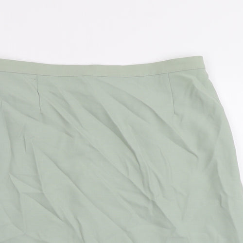 Marks and Spencer Womens Green Wool A-Line Skirt Size 20 Zip