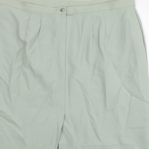Marks and Spencer Womens Green Wool A-Line Skirt Size 20 Zip