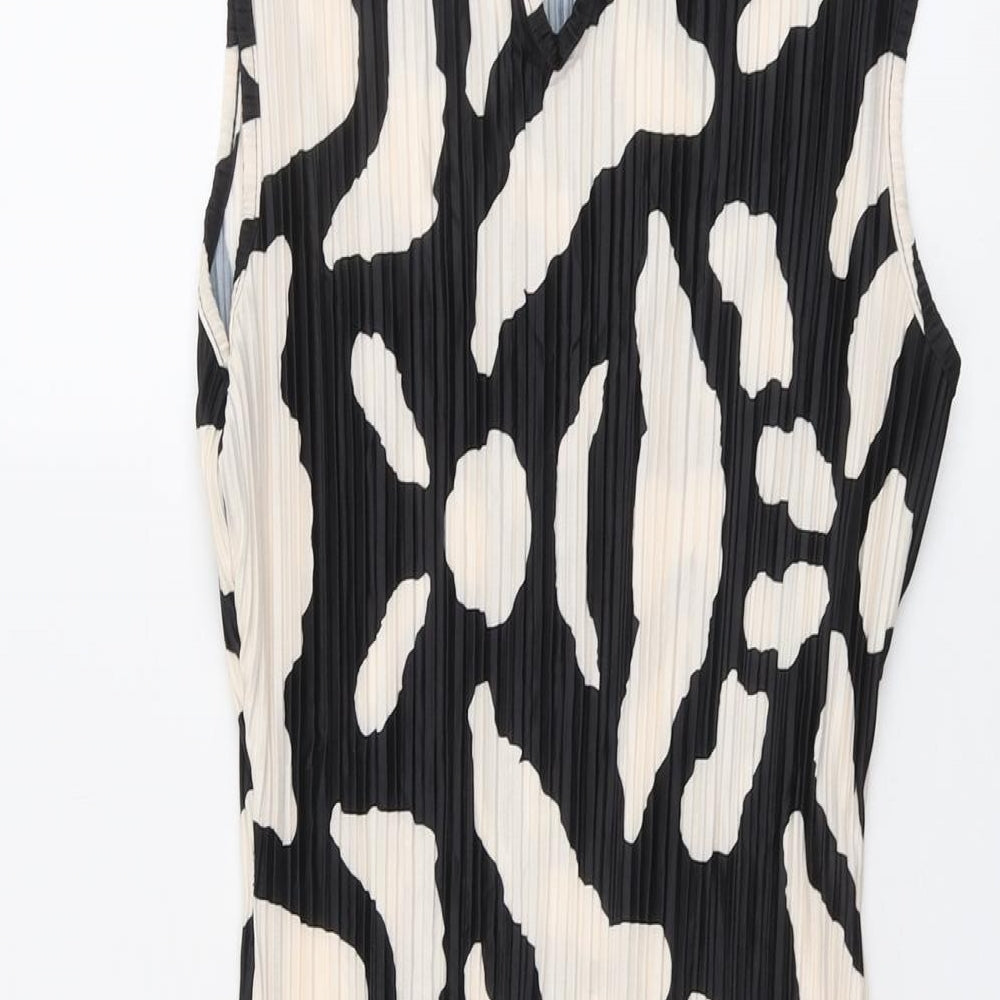 Missguided Womens Black Geometric Polyester Bodycon Size 8 Round Neck Button