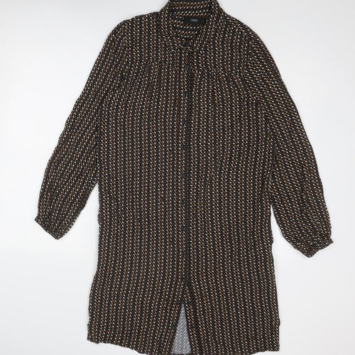 NEXT Womens Black Geometric Viscose Shirt Dress Size 12 Collared Button