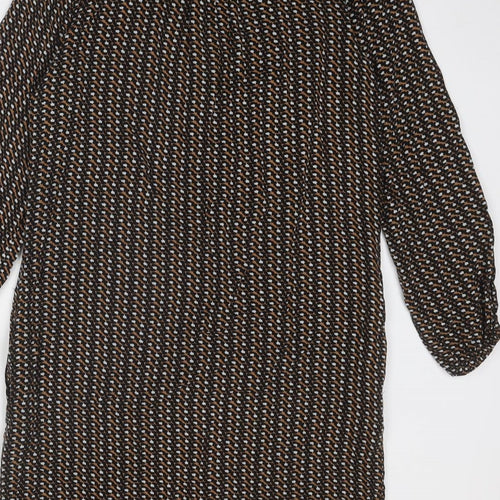 NEXT Womens Black Geometric Viscose Shirt Dress Size 12 Collared Button