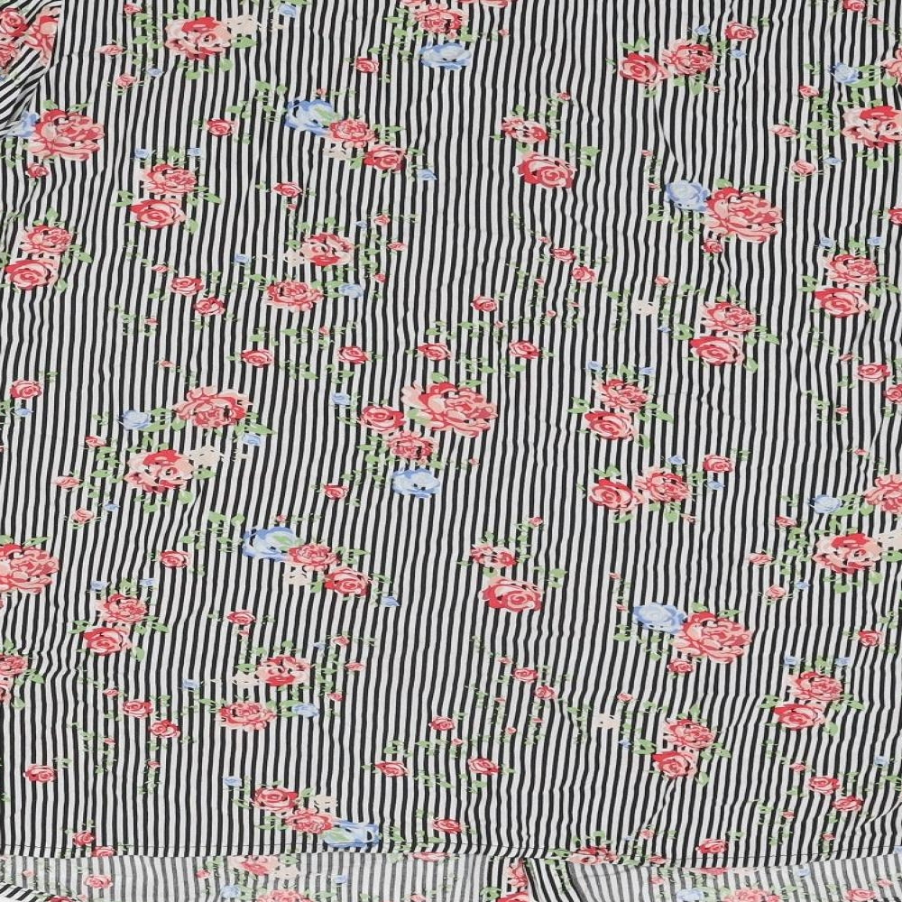 Body Flirt Womens Grey Striped Viscose Basic Button-Up Size 22 Collared - Floral