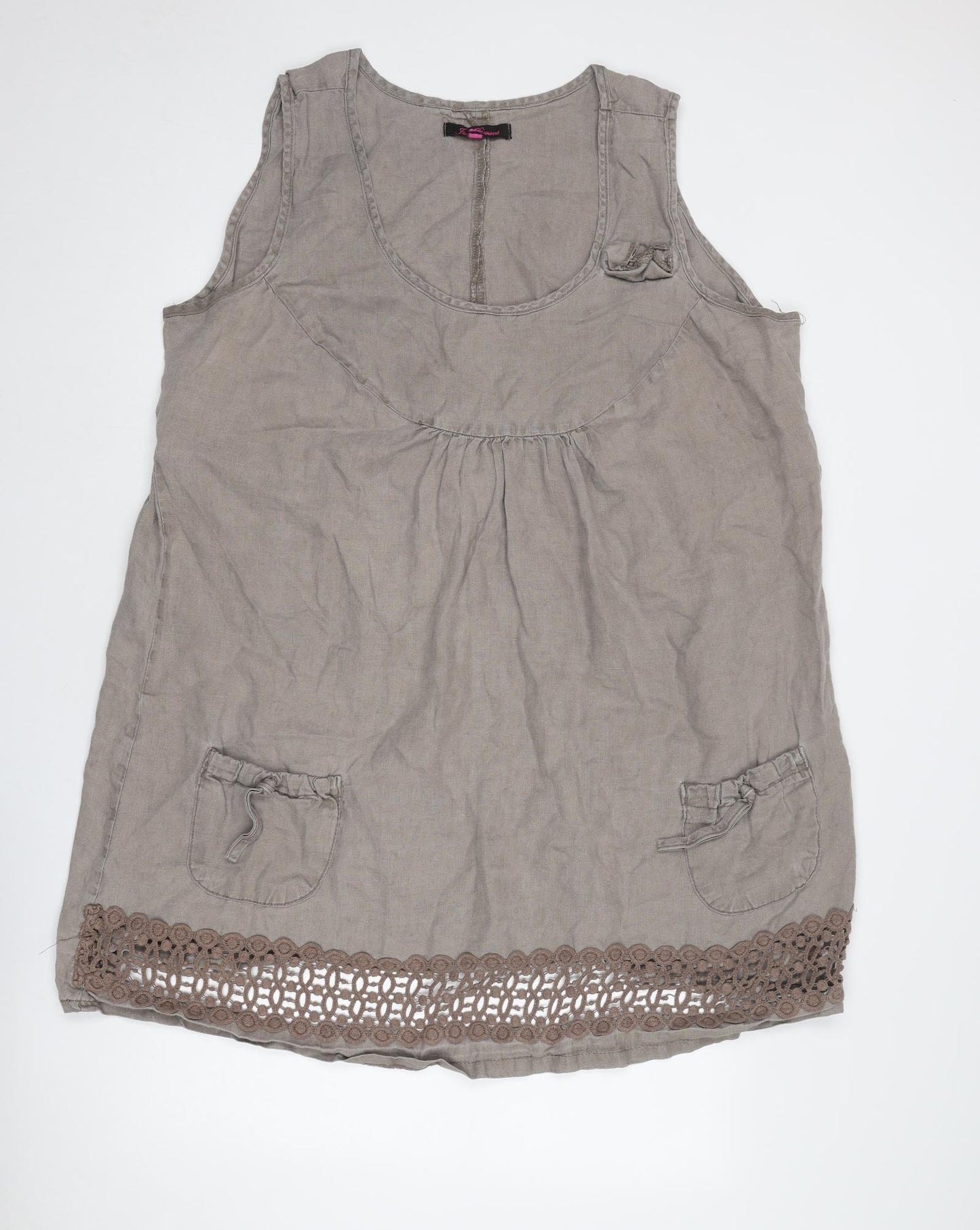 Joe Browns Womens Brown Linen A-Line Size 26 Round Neck Pullover