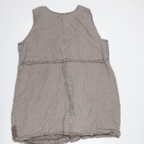 Joe Browns Womens Brown Linen A-Line Size 26 Round Neck Pullover