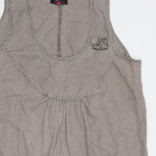 Joe Browns Womens Brown Linen A-Line Size 26 Round Neck Pullover