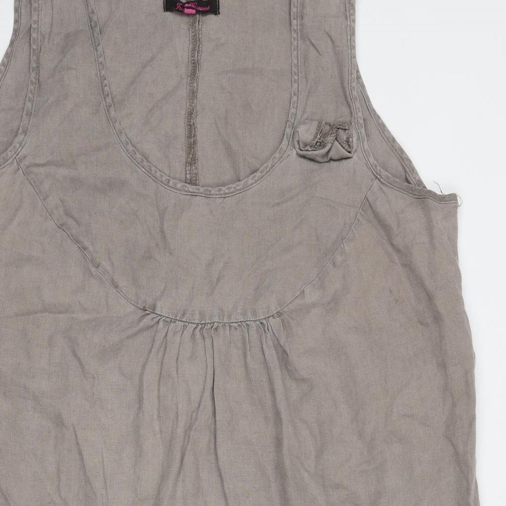 Joe Browns Womens Brown Linen A-Line Size 26 Round Neck Pullover