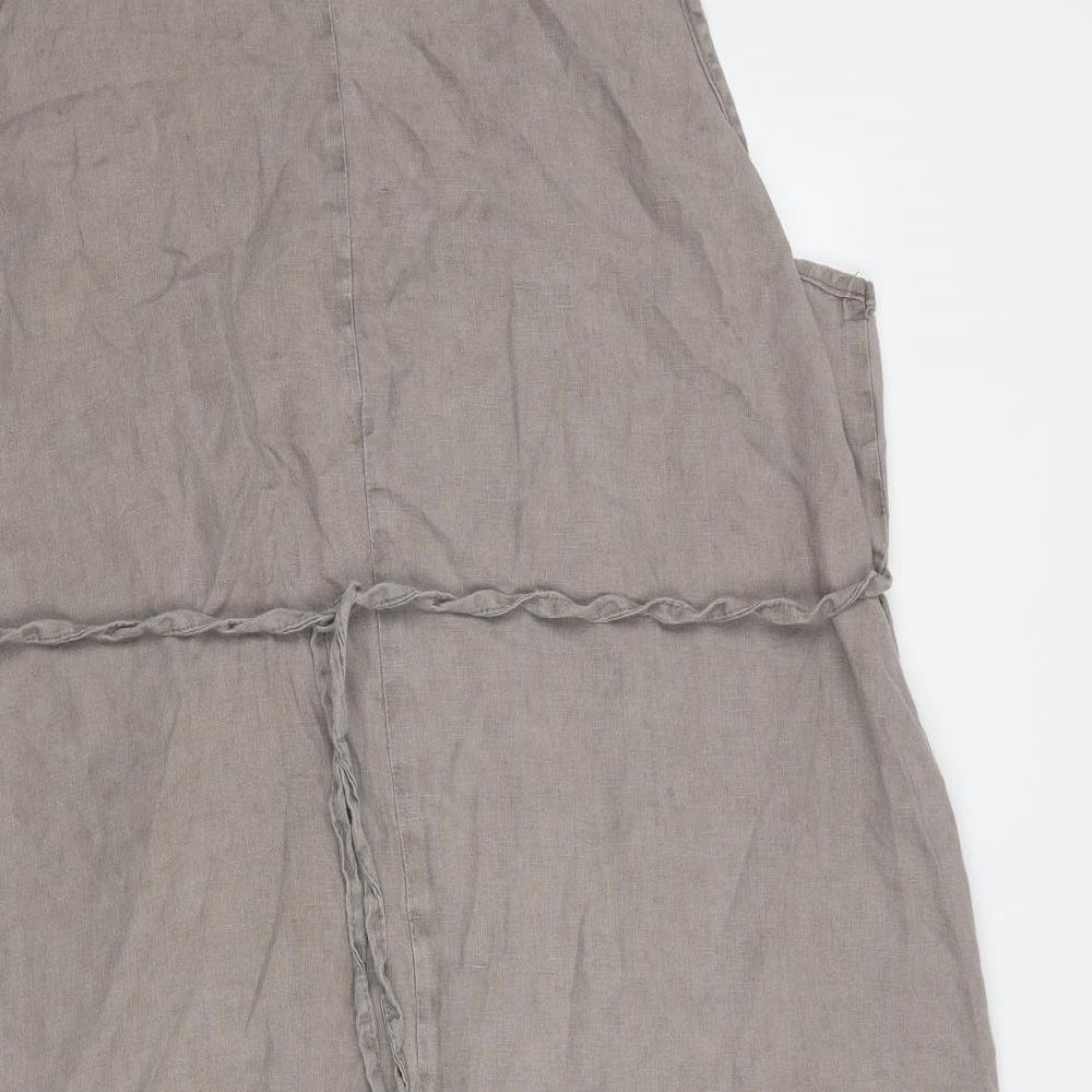 Joe Browns Womens Brown Linen A-Line Size 26 Round Neck Pullover