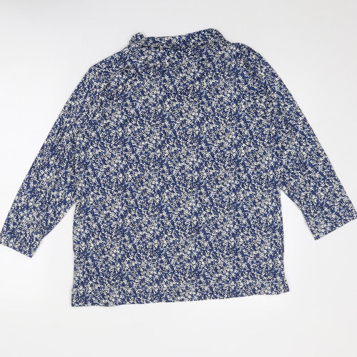 Cotswold Collections Womens Blue Geometric Polyester Basic Blouse Size L Collared