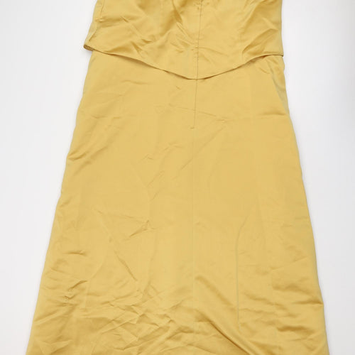 Eclipse Evening Wear Womens Gold Polyester A-Line Size 26 Off the Shoulder Zip