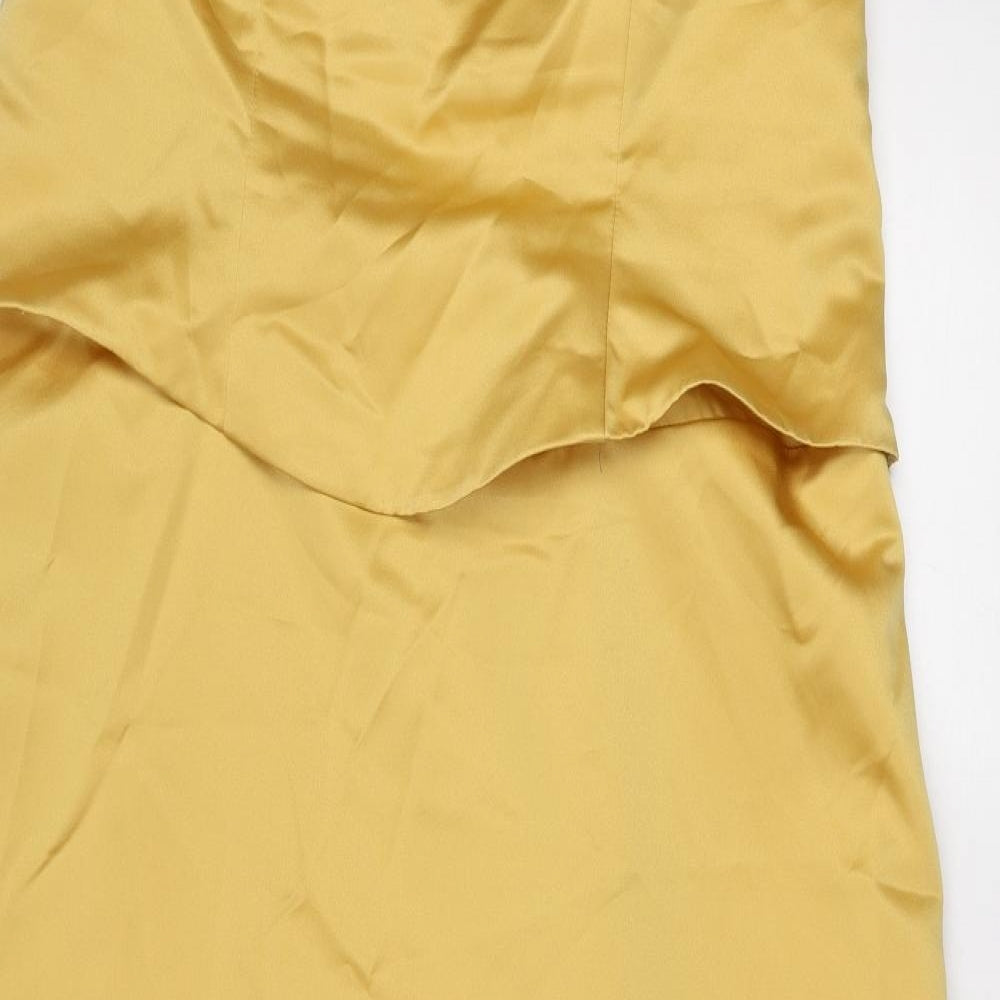 Eclipse Evening Wear Womens Gold Polyester A-Line Size 26 Off the Shoulder Zip